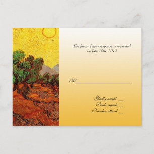 Cartão Postal De Convite Cartão de resposta de casamento. Oliveiras no céu
