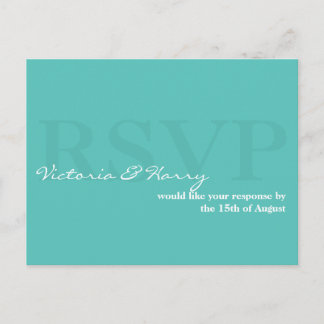 Cartão Postal De Convite Cartão de resposta de casamento simples RSVP azul 