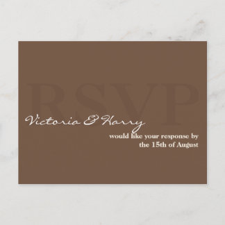 Cartão Postal De Convite Cartão de resposta de casamento simples RSVP marro