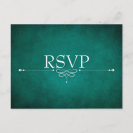 Cartão Postal De Convite Cartão de Resposta de Casamento Verde Escuro com E