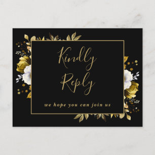 Cartão Postal De Convite Cartão de Resposta de Pedido de Música Floral Pret