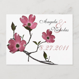 Cartão Postal De Convite Cartão de Resposta Dogwood/ Casamento