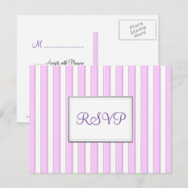 Cartão Postal De Convite Cartão de Resposta Personalizado Listras Rosa RSVP