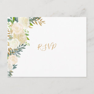 Cartão Postal De Convite Cartão de resposta Rsvp de casamento floral branco