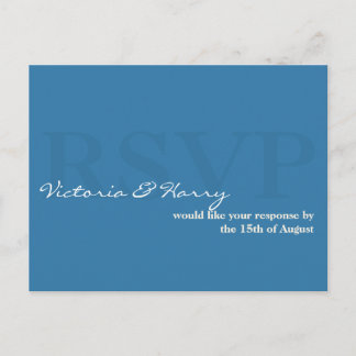 Cartão Postal De Convite Cartão de resposta simples de casamento RSVP Azul