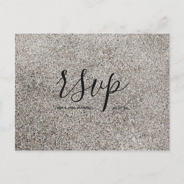 Cartão Postal De Convite Cartão de RSVP de casamento | Textura Concrete Scr (Frente)