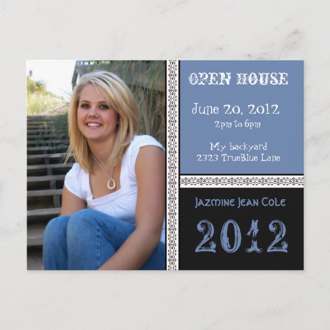 Cartão Postal De Convite Cartão-postal aberto azul verdadeiro (Frente)