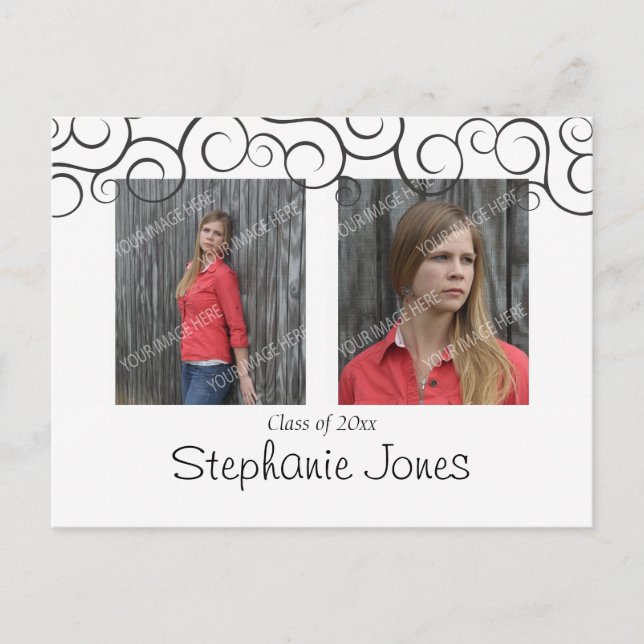 Cartão Postal De Convite Cartão-postal Aberto para Graduação (Frente)