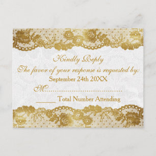 Cartão Postal De Convite Cartão-postal branco de Ouro RSVP Personalizado Re