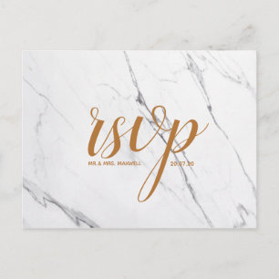 Cartão Postal De Convite Cartão-Postal Branco Dourado De Casamento Rsvp