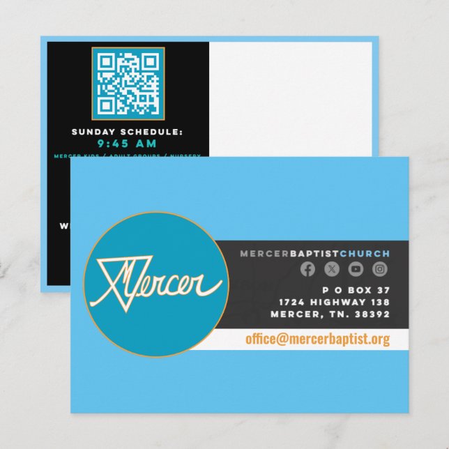 Cartão Postal De Convite Cartão-postal da Igreja Batista Mercer (Frente/Verso)