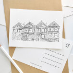 Cartão Postal De Convite Cartão-postal das damas pintadas em São Francisco<br><div class="desc">Um cartão-postal preto e branco,  ilustrado de forma elegante,  que inclui as casas de mulheres pintadas de São Francisco.</div>