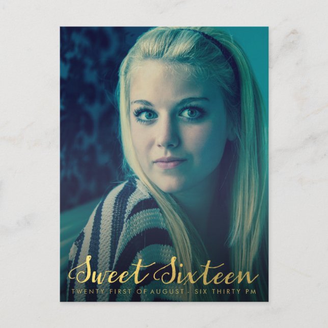 Cartão Postal De Convite Cartão-postal de 16 Fotografias do Partido Dourado (Frente)