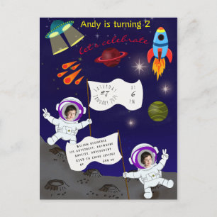 Cartão Postal De Convite Cartão-postal de Astronauta de Astronauta Cute