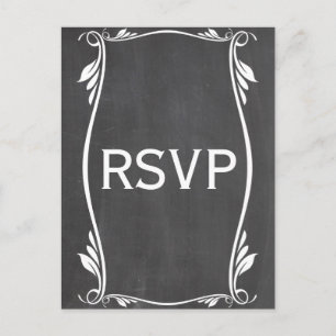 Cartão Postal De Convite Cartão-postal de cartão-chalkboard RSVP de Ivory F