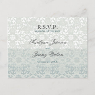 Cartão Postal De Convite Cartão-postal de casamento Damask Swirls Lace Drea