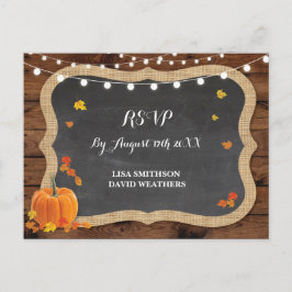 Cartão Postal De Convite Cartão-postal de Casamento outono Pumpkin de Respo