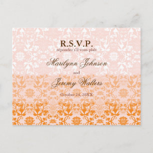 Cartão Postal De Convite Cartão-postal de Casamento RSVP RSVP do Damask Swi