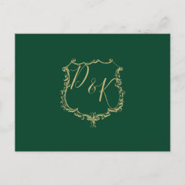 Cartão Postal De Convite Cartão-postal de Casamento Verde de Casamento Dour