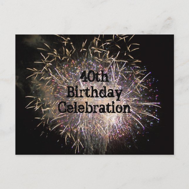 Cartão Postal De Convite Cartão-postal de celebração de aniversário de 40 a (Frente)