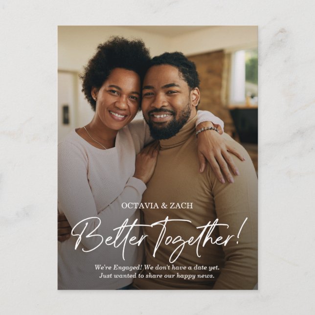 Cartão Postal De Convite Cartão-postal de lançamento de dois Noivados fotog (Frente)