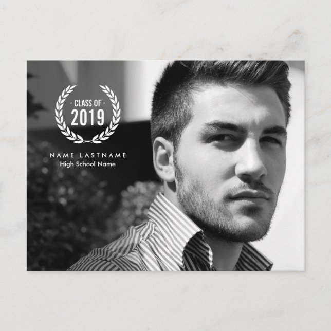 Cartão Postal De Convite Cartão-postal de na moda Formando Laurel Wreath (Frente)