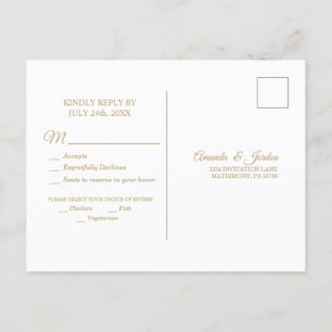 Cartão Postal De Convite Cartão-postal de resposta à caligrafia Dourada sim