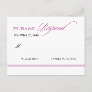 Cartão Postal De Convite Cartão-postal de Resposta de Casamento de Elegânci