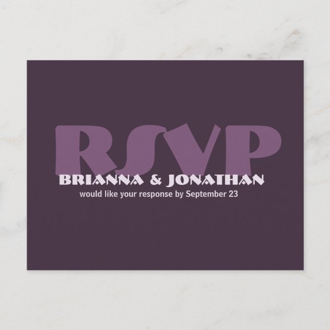 Cartão Postal De Convite Cartão-postal de Resposta de Casamento RSVP de Cas (Frente)