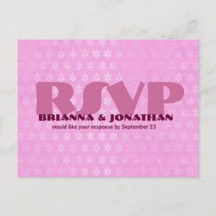 Cartão Postal De Convite Cartão-postal de resposta de casamento RSVP rosa