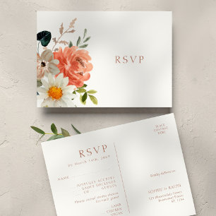 Cartão Postal De Convite Cartão-postal de resposta RSVP de Casamento Floral