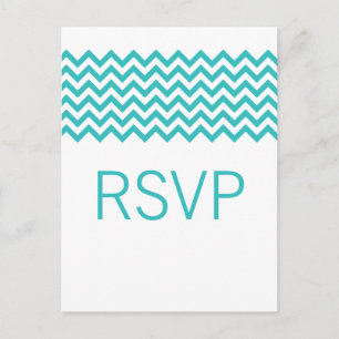 Cartão Postal De Convite Cartão-postal de RSVP Aqua Simple Chevron
