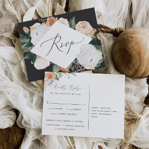Cartão Postal De Convite Cartão-postal de RSVP Boho Blooms com opção de ref