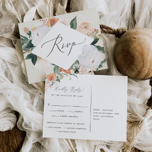 Cartão Postal De Convite Cartão-postal de RSVP Boho Blooms com opção de ref