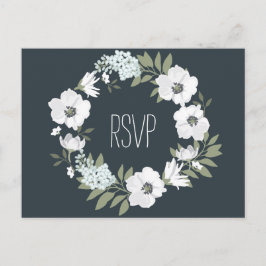 Cartão Postal De Convite Cartão-postal de RSVP de Casamento Floral com Coro