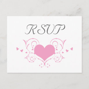 Cartão Postal De Convite Cartão-postal de RSVP Farto do Coração, rosa