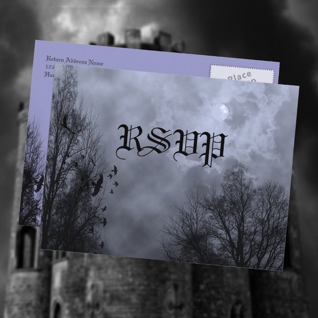 Cartão Postal De Convite Cartão-postal de RSVP Personalizado de Mist Azul d (Criador carregado)