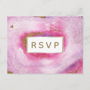 Cartão Postal De Convite Cartão-postal do Advertência de Agato de Gilt Rosa