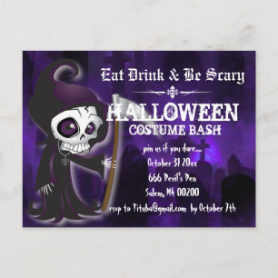 Cartão Postal De Convite Cartão-postal do Festa de Halloween Lil' Grim