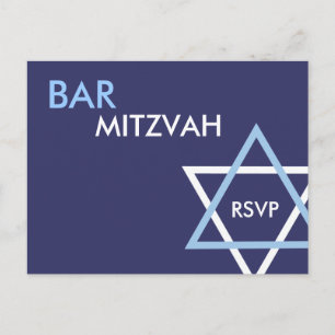 Cartão Postal De Convite Cartão-postal Mitzvah RSVP do Bar Moderno