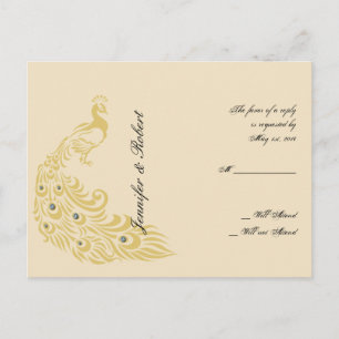 Cartão Postal De Convite Cartão-postal Peacock Elegance Art Deco RSVP