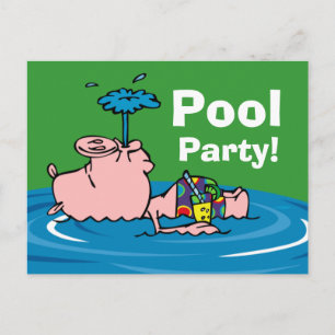 Cartão Postal De Convite Cartão-postal Personalizado do Partido de Piscina 