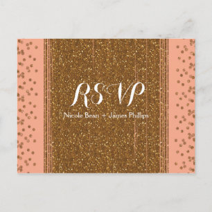 Cartão Postal De Convite Cartão-postal Pink e Faux Glitter Weding RSVP