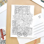 Cartão Postal De Convite Cartão-postal preto e branco de parada NYC<br><div class="desc">Cartão-postal stoop NYC ilustrado de forma elegante,  com um desenho preto e branco de um lápide de Nova Iorque clássico.</div>