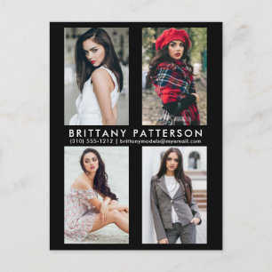 Cartão Postal De Convite Cartão-postal preto fotográfico para o ator-modelo