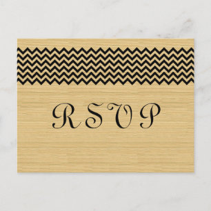 Cartão Postal De Convite Cartão-postal RSVP da Ebony Rustic Chevron