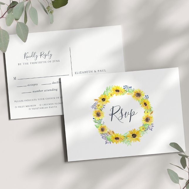 Cartão Postal De Convite Cartão-postal RSVP de campos de flores com opção d (Criador carregado)