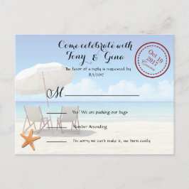 Cartão Postal De Convite Cartão-postal RSVP de Casamento de Destino Cancúno