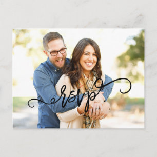 Cartão Postal De Convite Cartão-postal RSVP de Casamento de Script de Foto