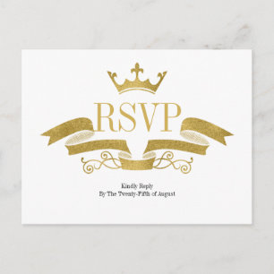 Cartão Postal De Convite Cartão-postal RSVP de Casamento Dourado Clássico d